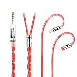 JIALAI JLDT3 単結晶銅 リケーブル 4.4mm 0.78 2ピン 2芯OCC イヤホンアップグレードケーブル 交換 着脱式 ヘッドフォンケーブル マイクなし HiFi 耳掛型 1.2m 音質改善 JIALAI (4.4mm 2Pin, 赤)