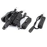 uxcell DC電源ジャックスイッチコネクタ線　LEDストリップライト用　LED ストリップ ライト ワイヤー スイッチ メスとオス　5個入り