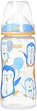 NUK 14098 Blue Penguins Baby Bottle with Perfect Fit Nipple, 10 Ounces, 3 Pack
