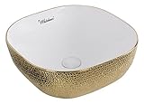 Whitehausコレクションwh71301-f25 Isabella Plusコレクション正方形上マウントBasin withエンボス加工の外部、滑らかな内部、とセンターDrain ,ホワイト/ゴー