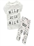 (フルールドリス)Fluer de lis 上下セット トップス＋ボトムズ Tシャツ+パンツ 2点セット ネコ柄 ロゴプリントT 新生児/赤ちゃん用 ファッショングッズ ft575-m1-8103w8