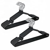 Amber Home (アンバーホーム) 20個パック 16インチ ノンスリップラバーコーティングメタルスーツコートハンガー クロムとブラックの摩擦 高耐久衣類ハンガー ドレス用ラウンドノッチ付きメタルシャツジャケットハンガー