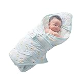 純綿 おくるみ ベビー ブランケット　秋冬の防寒具としても活躍 薄いブルー