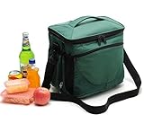 24 Cans Storage Insulated Bag with Adjustable Shoulder Straps & Bottle Opener, 2 Mesh Pockets Beside