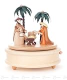 誕生場面のオルゴールのオルゴールおよびヤシの木、図は x の深さ 15 cmx17 cmx15 cm の鉱石山の演劇箱の演劇の時計の幅 X の高さを着色しました