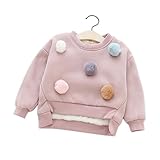 Muxikaファッション子供用ガールズ無地長袖Oネック厚い暖かいシャツプルオーバー カラー: ピンク
