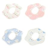 GeeSo ベビービブ かわいいスタイル 綿100% 6レイヤーよだれかけ 360度 回転 ベビー 0-2歳 4枚セット (Kセット)