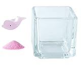 花市場直送便 ミニチュアガラス イルカB ピンク & カラーサンド ラベンダー & 植え込み用グラス ニューブロックS