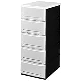 《2個セット》 木天板 収納チェスト リビングチェストW350-5 5段 幅36×奥行45×高さ93.5cm (W) ホワイト