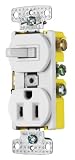 Hubbell Wiring Systems RC108WTR tradeSELECT Single Pole Combination Toggle Switch with Self-Groundin
