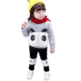 YY-Natuhi ベビー服 子供服 女の子 ブラウス 長ズボン セットアップ パンダ 裏起毛 可愛い トップス パンツ 秋冬 暖かい キッズ服 通園 お出かけ 防寒 保温 綿 部屋着 パーカー (8