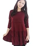 【MIKA&MAYA】 マタニティ ワンピース フリル 授乳服 レディース フリーサイズ (ワインレッド フリーサイズ)