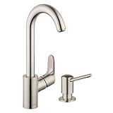 Hansgrohe kk04507 – 04539soフォーカスバーキッチン蛇口withソープディスペンサースチールOptik、スチールOptik
