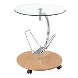 サイドテーブル ナイトテーブル ベッドサイドテーブル ソファーサイド ガラス キャスター ナチュラル