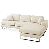 LOWYA （ロウヤ） ソファ ソファー 3人掛け カウチソファ 8層クッション ポケットコイル スチール脚 取り外し可能 ロースタイル 左右組み換え可能 カウチ クッション付 新生活 おしゃれ アイボリー