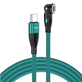 DAIAD マグネット充電ケーブルのみ 9ピン PD 100W USB C Type-C MicroUSB eMarker 5A 急速充電 データ転送 540度回転 LED ナイロン 防塵 (グリーン, 1m)