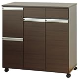 ダイニング ワゴン4D 幅82cm ブラウン (キッチン収納 キッチンワゴン 大容量 キャスター付き キャビネット 木製 モダン ) 092259