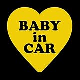 ハート型 Baby in car カッティングステッカー イエロー 黄