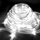 LED100個搭載＆長さ8mのロングケーブル ソーラーLEDチューブ【ホワイト】夜間自動点灯機能搭載