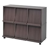 JKプラン Carmine スタッキングフラップシリーズ ディスプレイラック3P×2個組(キャスター付き） 幅37cm ダークブラウン fr-053ca-2-db