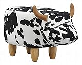 エイ・アイ・エス (AIS) スツール ホワイト/ブラック 座面高36cm アニマルスツール ウシ