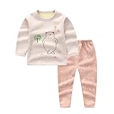 QD-WST 子供服 上下セット ルームウェア 裏発熱 リッチ付き 3点セット 2点セット 着替え 保温 ポカポカ暖か 厚手 秋冬 (Ｍ, ピンク熊)