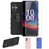 jioeuinly Celero 5G 2024 ケース Boost Mobile Celero5G 2024 対応 スマホケース カバー [強化ガラススクリーンプロテクター付き] [ 2mm 厚手 スーパープロテクション] [リングサポート] ブラック
