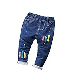 FEVON　デニムパンツ　子供　男の子　ロングパンツ　春秋　長ズボン　デニム　キッズ　男女兼用　ボーイズ　ベビー　ジーンズ　パンツ　カジュアル　可愛い　落書きプリント　おしゃれ　ズボン　ボトムス　長パ