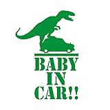 怪獣が乗ってる!? Baby in car カッティング ステッカー グリーン 緑