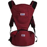 lanova 抱っこひも 新生児用品 ベビーキャリア 簡単抱っこ紐 3歳まで使える (防寒 軽量 つかれにくい腰ベルトタイプ) ワインレッド