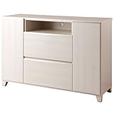 タンスのゲン テレビ台 日本製 完成品 幅120cm ハイタイプ 木脚 可動棚 フルオープン スライドレール ホワイト 24900014 WH