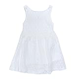 Domybest　子供服　ベビー服 女の子 ワンピース　ベルト付き　1-9歳　レースドレス　フォーマル　女児　サンドレス 可愛い　 ガールズ通園　2色 (130, ホワイト)
