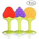 Kitdine Fruit Teether Set Tree Teethers Gift Teething Toys,Bib Gift Set for Baby Massage Soothe Mola