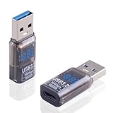 Poyiccot USB A to C 変換アダプタ10Gbps、Type C メスからType A オス変換アダプタLED出力スクリーン表示付き、60W充電対応 透き通る 3.2規格 高速転送対応Macbook, Galaxy, 2個