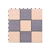 木樹脂デッキパネル　30cm角　チェス柄 JJ3009 ベージュ×グレー 30角