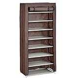 タンスのゲン シューズラック 幅60 8段 カバー付き ロータイプ 組み立て品 ブラウン 22600003 BR