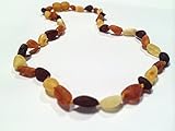 Baltic Amber Teething Necklace for Babies (Unisex) - Multi Cherry Cognac Lemon Milk Butter Raw Unpol