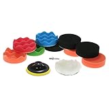 KKmoon　「11点セット」 ポリッシャースポンジセット 4インチ 9個研磨パッド+ 1個のウールバッフ+ 1個のシャンク付の接着パッド カーポリッシャー用 洗車 ワックス 研磨パッド バフスポンジ