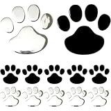YUWENW ステッカー 肉球 12枚セット 立体 3D 車 バイク 猫 ドレスアップ 犬 かわいい 足跡 小物 立体ステッカー 凹み隠しに 愛車のキズやヘコミ対策 キズ隠し デカール（黒+シルバー）