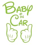 【全16色】人気!ベイビー イン カー ステッカー!Baby in car Sticker/車用/シール/Vinyl/Decal/バイナル/デカール/ステッカー/hands-1 (ライムグリーン) [