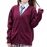 [クラッセ] スクールカーディガン 学生 制服 春夏 秋冬 通年 通学 無地 Vネック ワインレッド L
