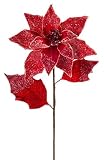 12個パック人工レッドSnowyポインセチアクリスマスStems 26 "
