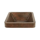 Square Skirted Vessel Hammered Copper Sink [並行輸入品]