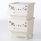 Disney　ディズニー　キャスター付き収納ケース　　ホワイト　タイプ:２段