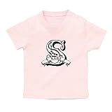 イニシャル Tシャツ / ベビーサイズ [BT19] 90cm ライトピンク×ダークグレーロゴ 名入れもOK 出産祝い 誕生日 プレゼント おしゃれな 名前入り ベビー服