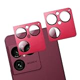 【アルミ合金製】Sotarino Xperia 1 VIII 対応 カメラフィルム 強化ガラス 硬度9H 高透過率 指紋防止 気泡防止 飛散防止 露出オーバー防止 自己吸着 SO-51G SOG17 対応 レンズフィルム レッド [2枚] [並行輸入品]