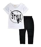 (ビグッド)Bigood 赤ちゃん ベビー Ｔシャツ ロングパンツ 上下 2点セット セットアップ 女の子男の子 カジュアル 子供服（白・120）