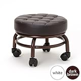 キルティング フットスツール 高さ27cm ダークブラウン [ フットスツール フットケアスツール フットケアイス フットイス ネイルスツール ペディキュアスツール キャスター付き イス 椅子 チェア ]