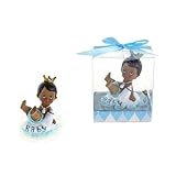 Ethnic Baby Wearing Crown Holding Bottle Poly Resin in Gift Box - Blue, CASE OF 48 by DollarItemDire