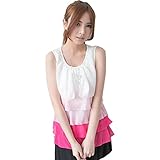 (ベア・ランド ) Bearslandノースリーブラウンドネックシフォン授乳口付きマタニティトップス授乳服 L ホワイト/レッド